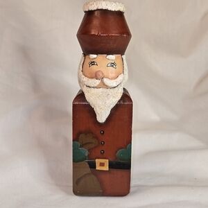 Vintage hand painted santa candle stick holder.